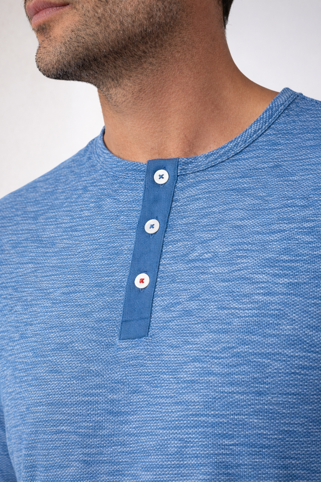 TRAILBLAZER - Denim Blue Solid Henley