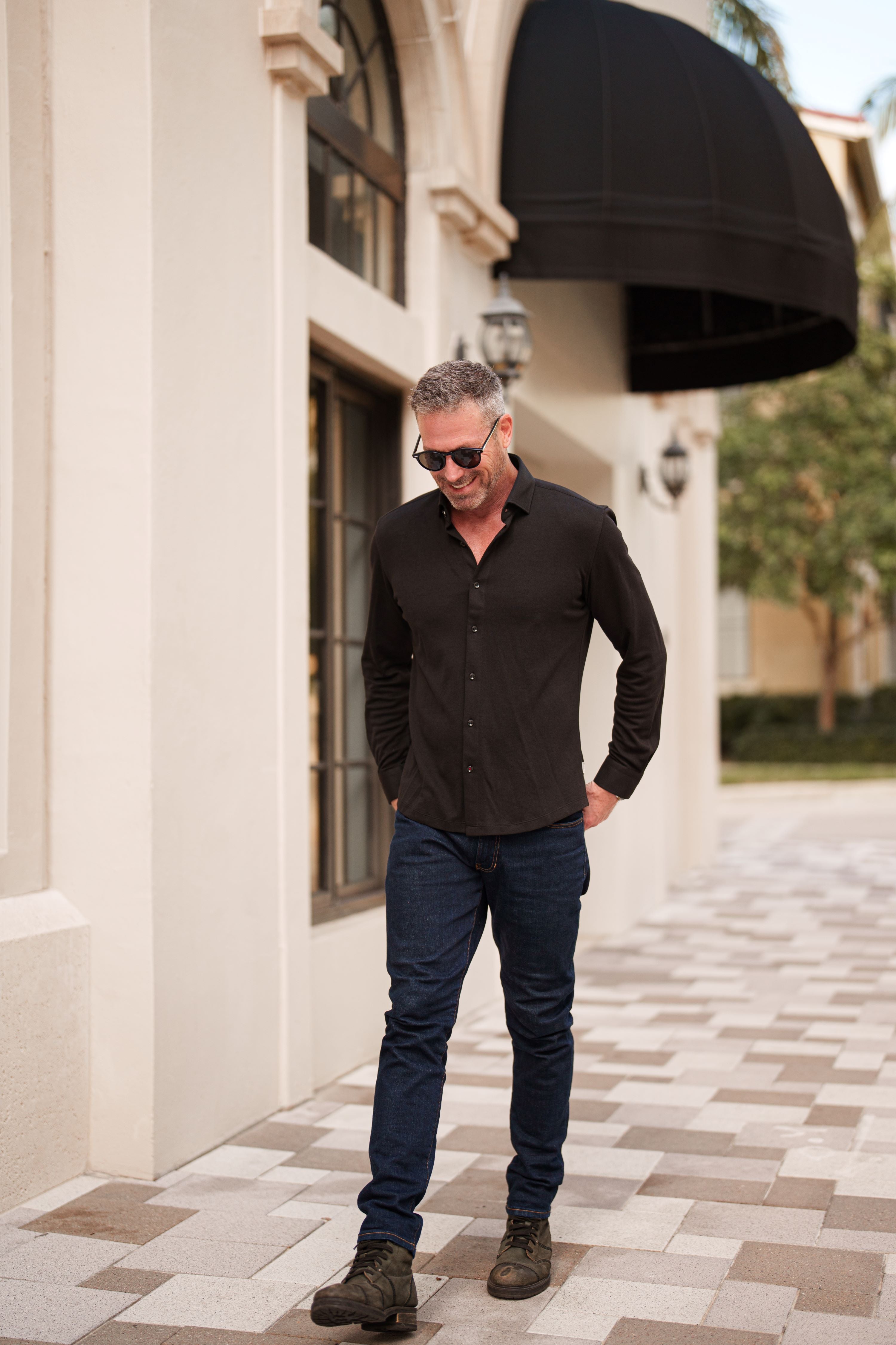 Long Sleeve Shirt Black Shirt With Jeans Outfit POPLIN SHIRT WITH