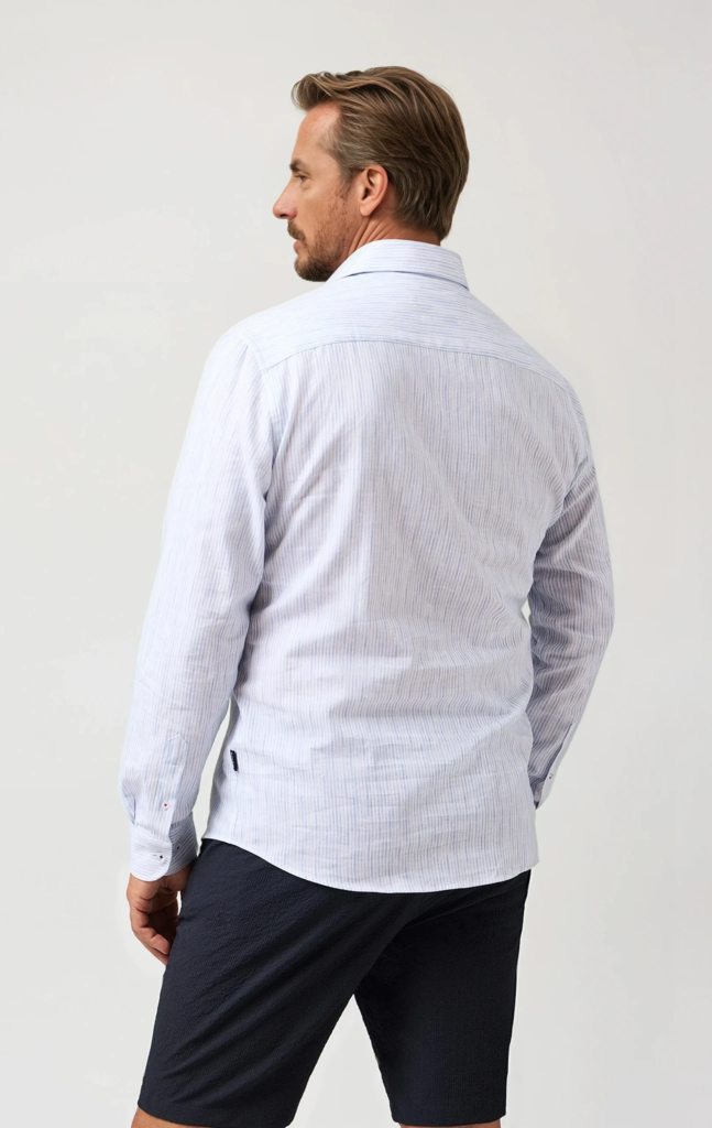 BUONASERA - Light Blue Seabreeze Striped Linen Shirt