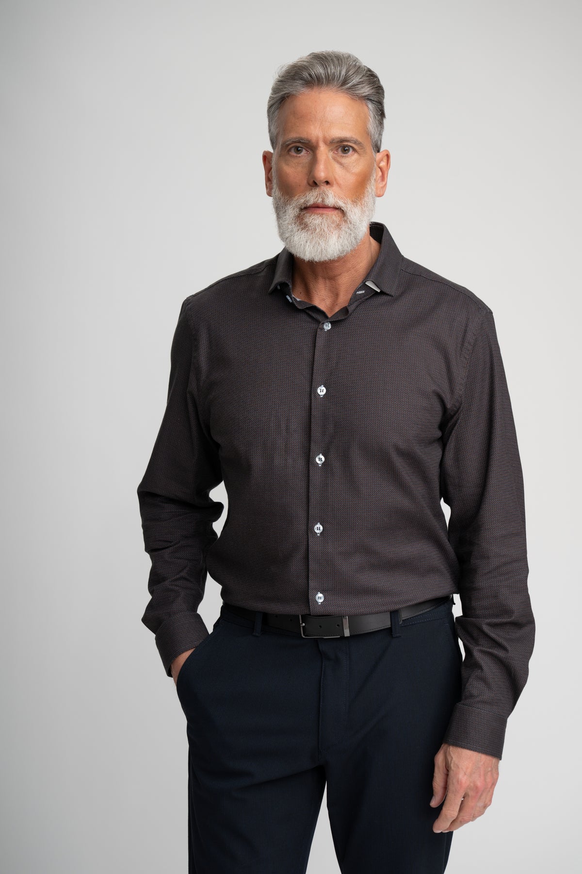 Nova - Dark Red Mini-Weave Twill Shirt