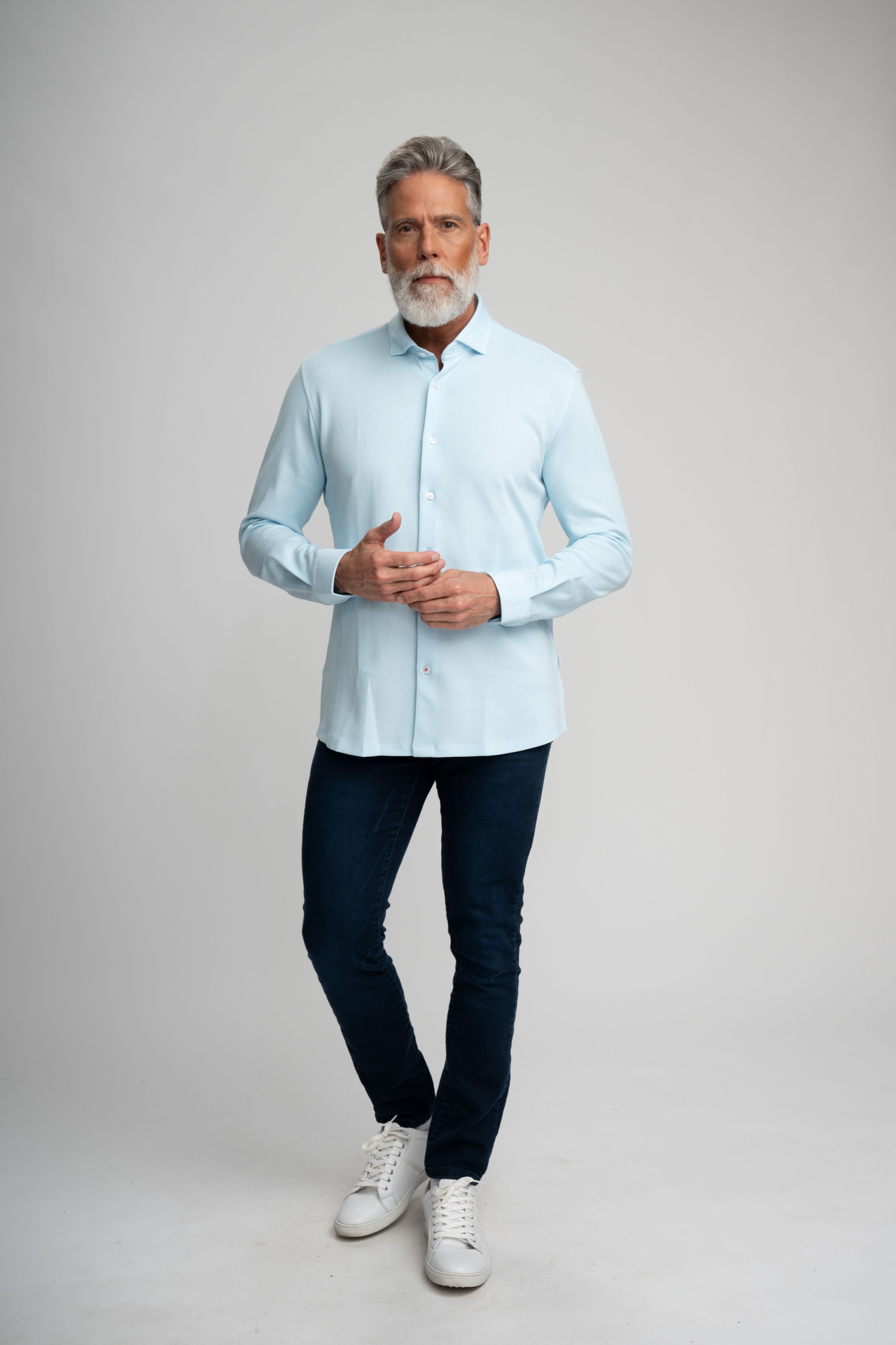 Light Blue Long Sleeve T-Series Shirt Men's Comfortable Everyday Shirt | Stone Rose Light Blue Long Sleeve T-Series Shirt Men's Comfortable Everyday Shirt | Stone Rose