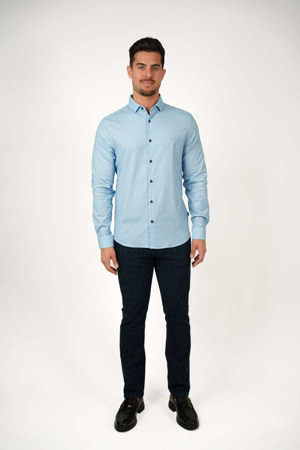 NOVA - Light Blue Micro Diamond Shirt