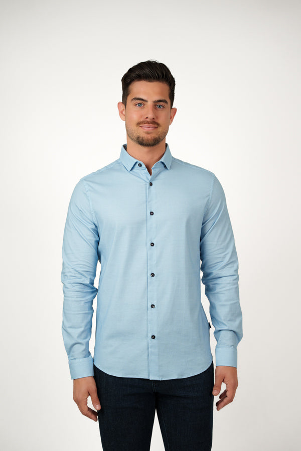 NOVA - Light Blue Micro Diamond Shirt