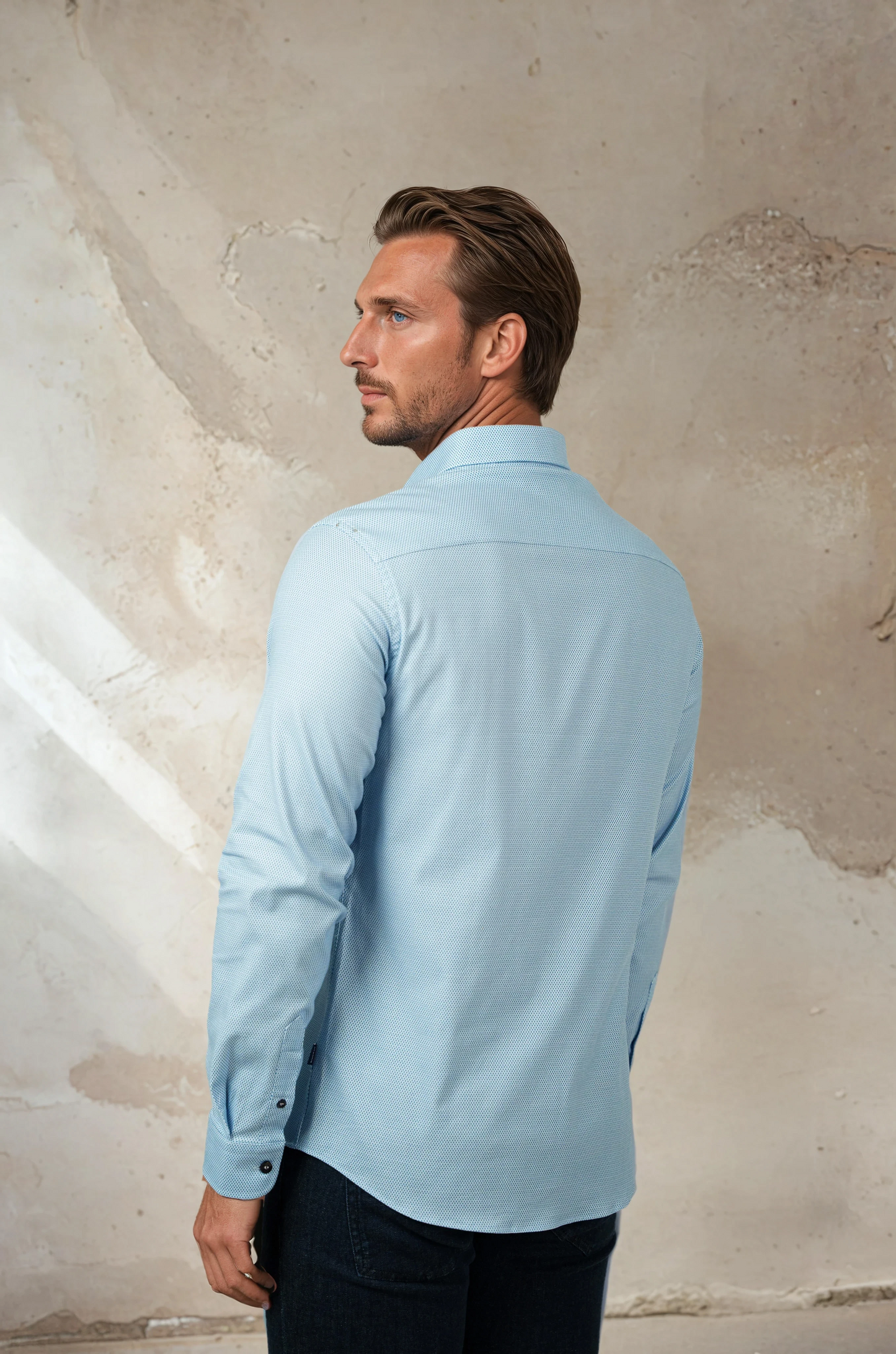 NOVA - Light Blue Micro Diamond Shirt