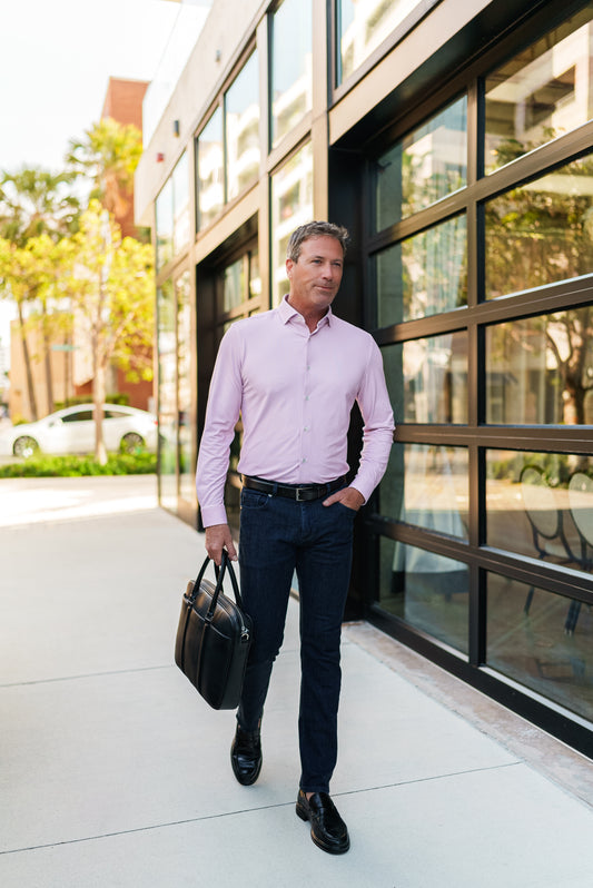 APEX - Pink Birdseye Long Sleeve Shirt