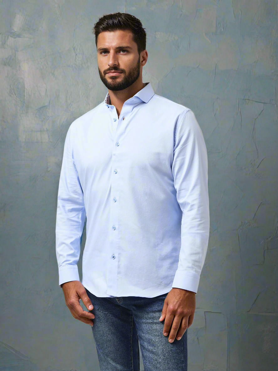 MONARCH - Light Blue Edge Long Sleeve Shirt