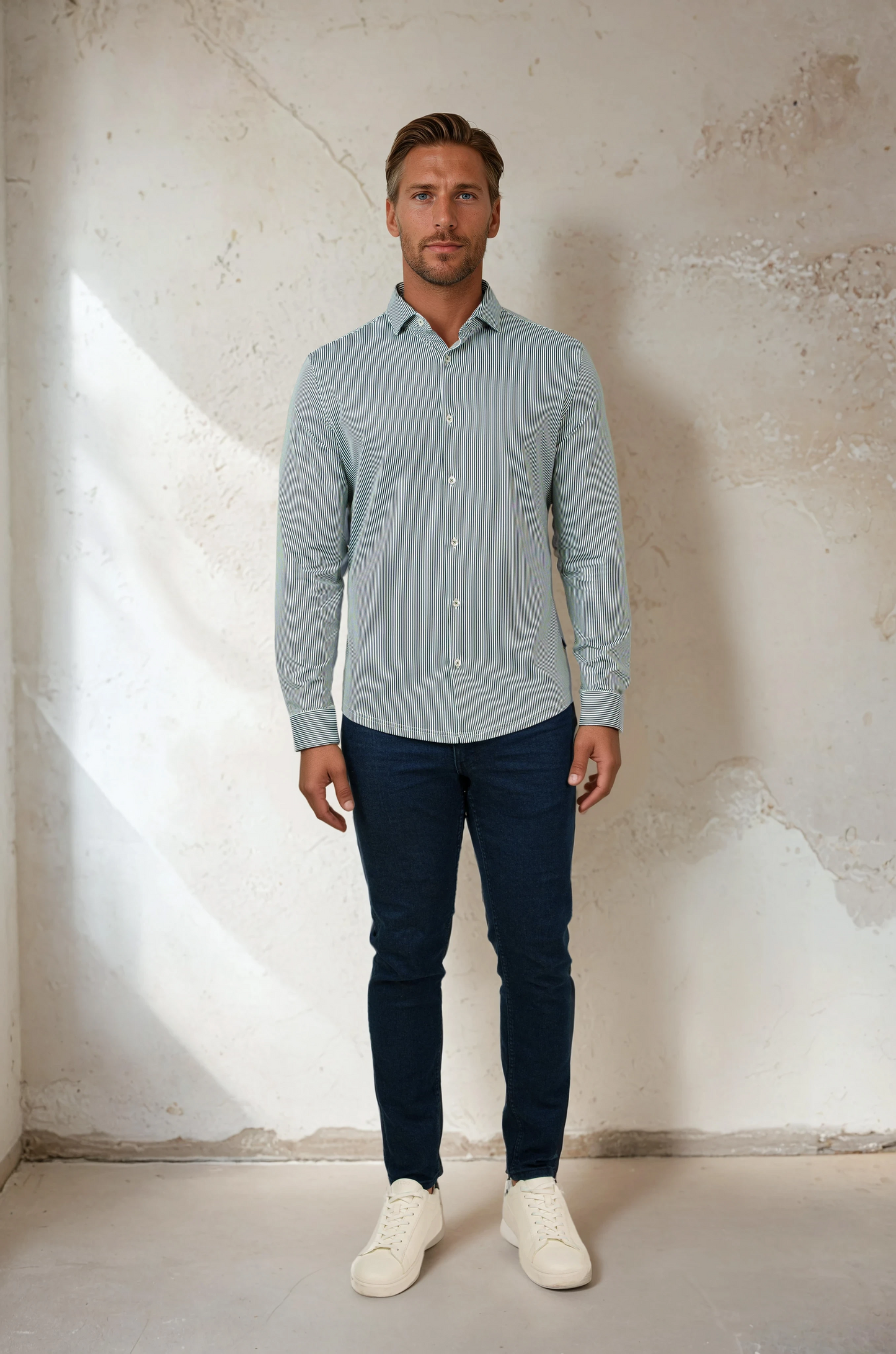 APEX - Dark Green Estate Microstripe Shirt
