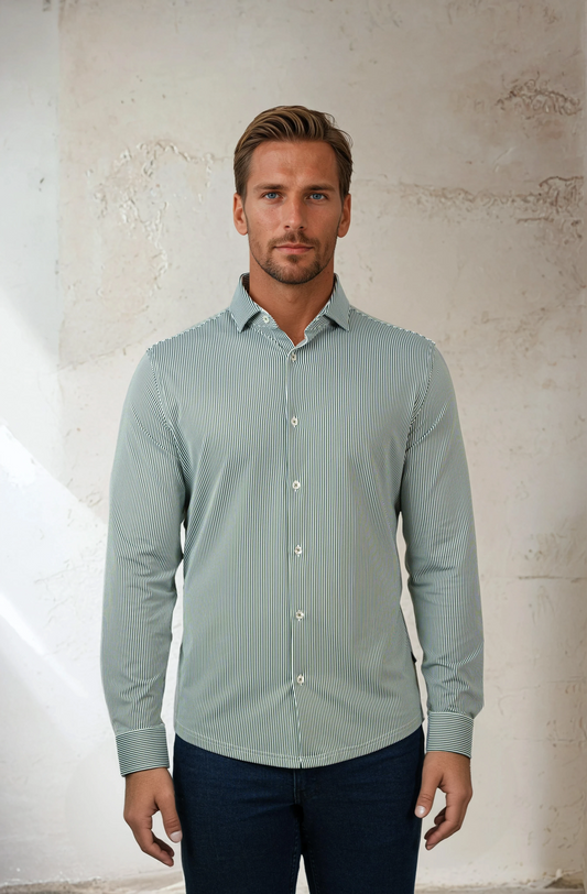 APEX - Dark Green Estate Microstripe Shirt