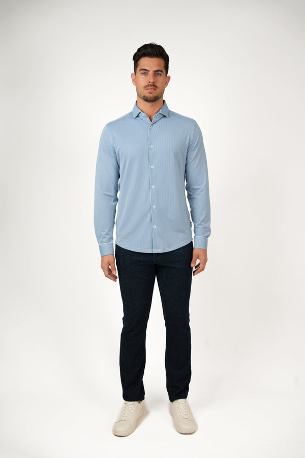APEX - Medium Blue Estate Microstripe Shirt