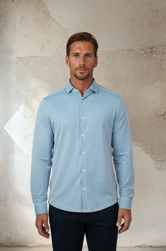APEX - Medium Blue Estate Microstripe Shirt