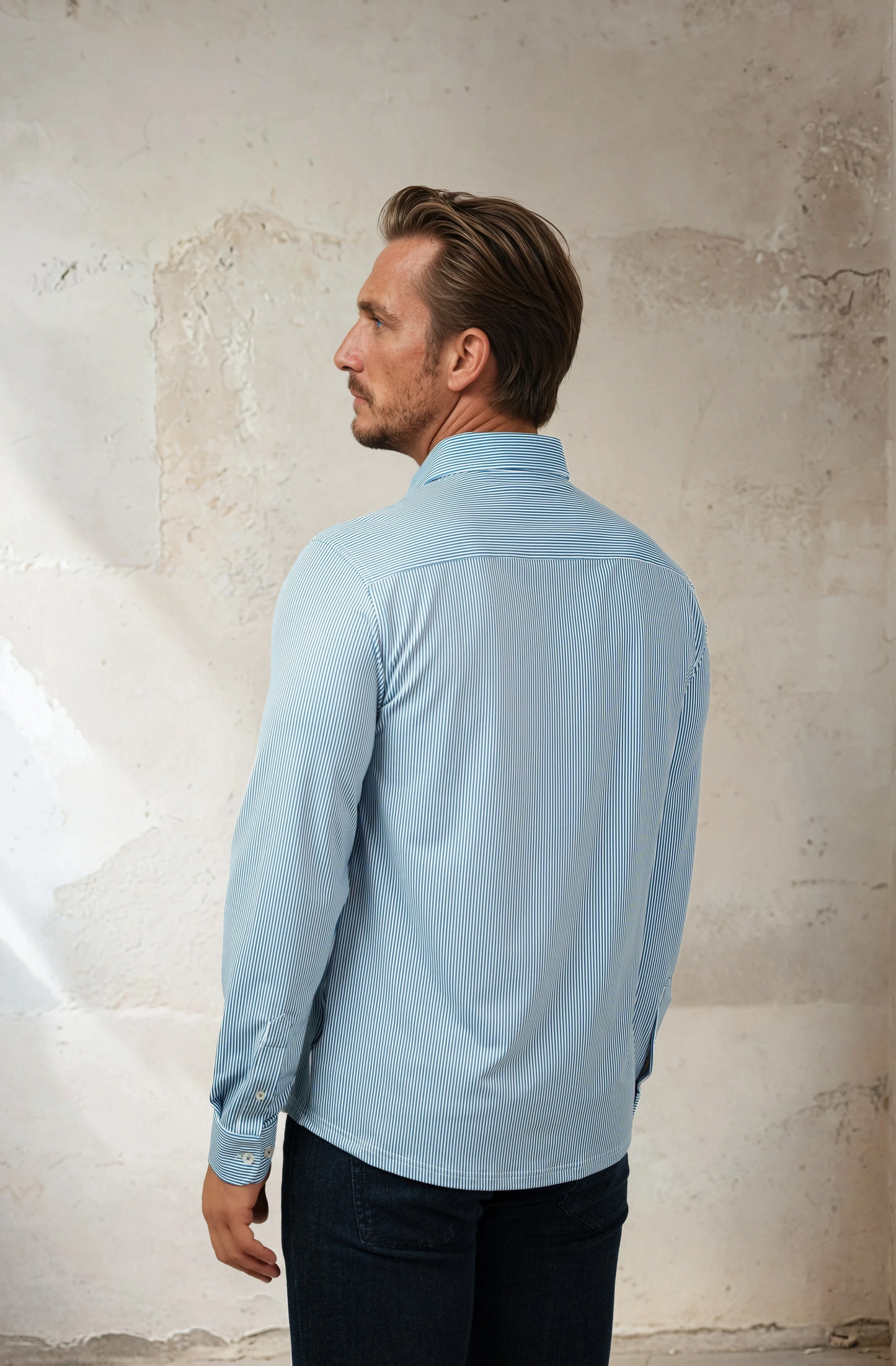 APEX - Medium Blue Estate Microstripe Shirt