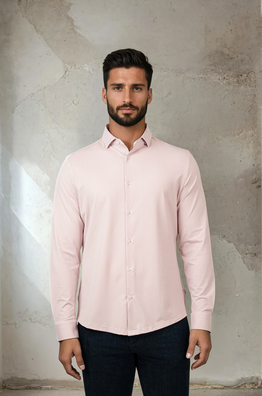 APEX - Dark Pink Estate Microstripe Shirt