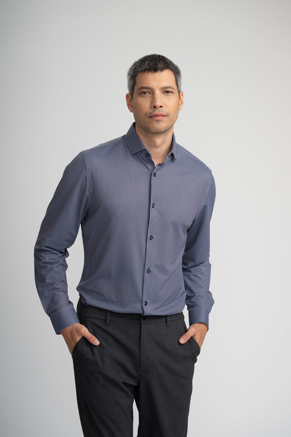 APEX - Dark Blue Micro Stripe Shirt