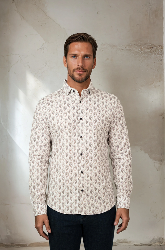 NOVA - White Feather Paisley Shirt