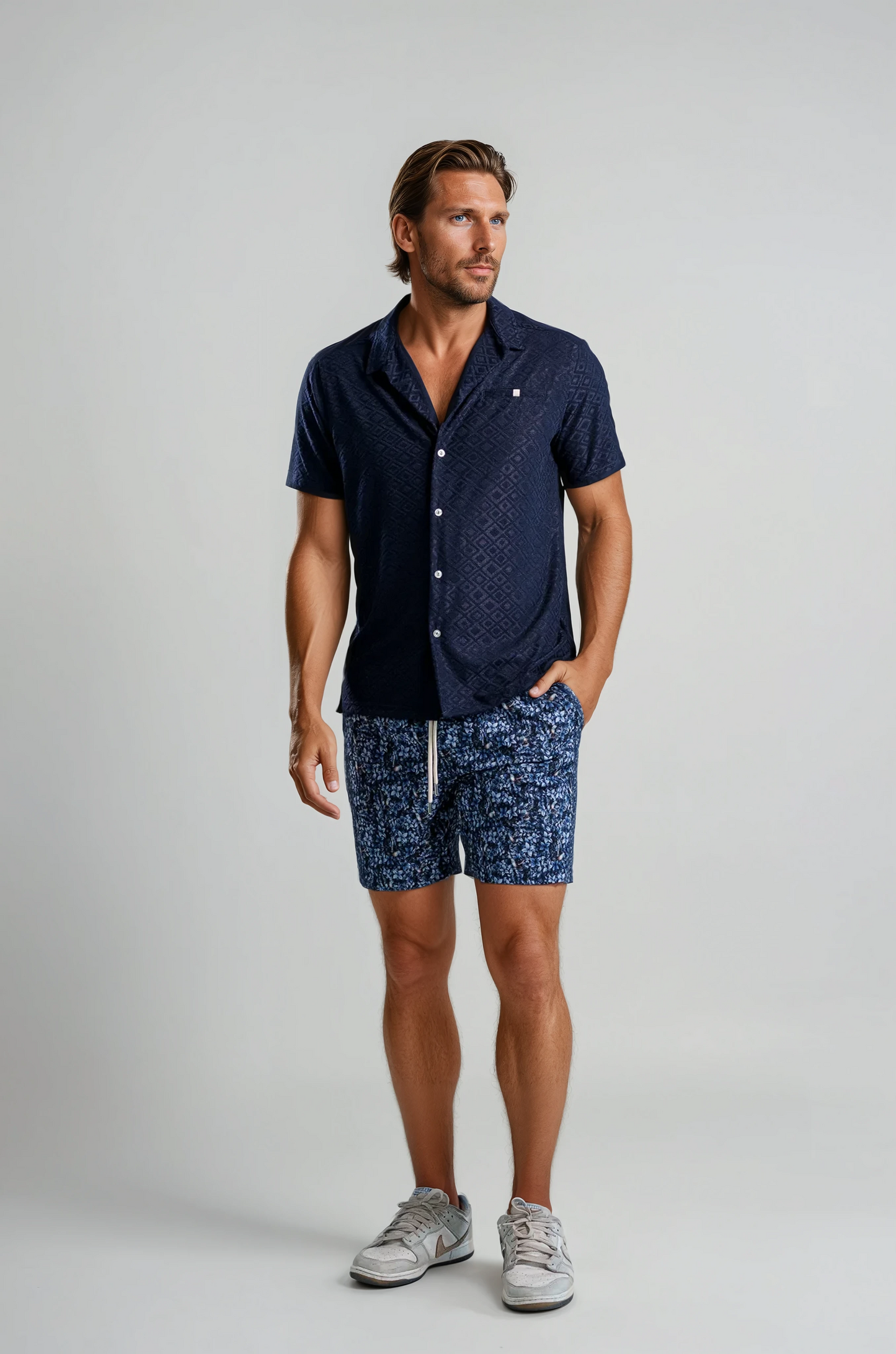 PALMA - Navy Diamond Geo Resort Shirt