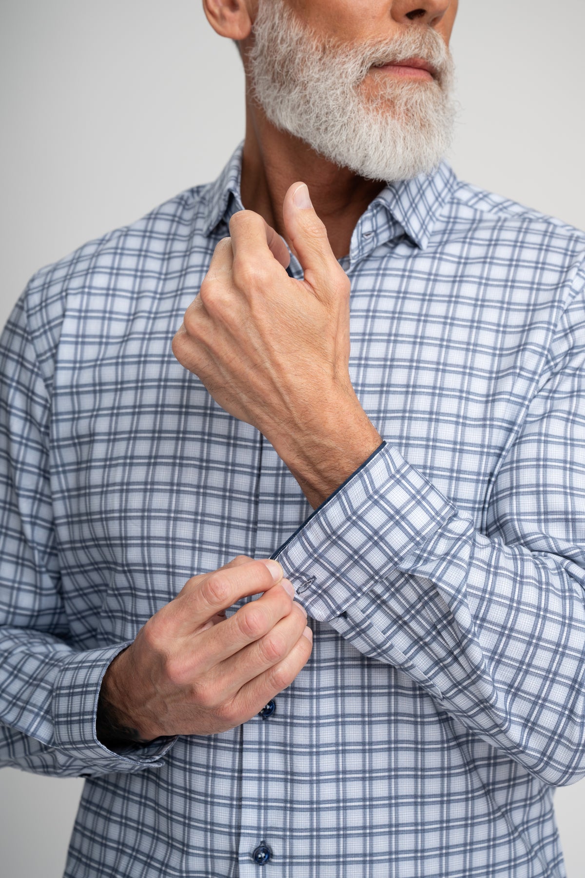 NOVA - Blue Modern Twill Check Shirt