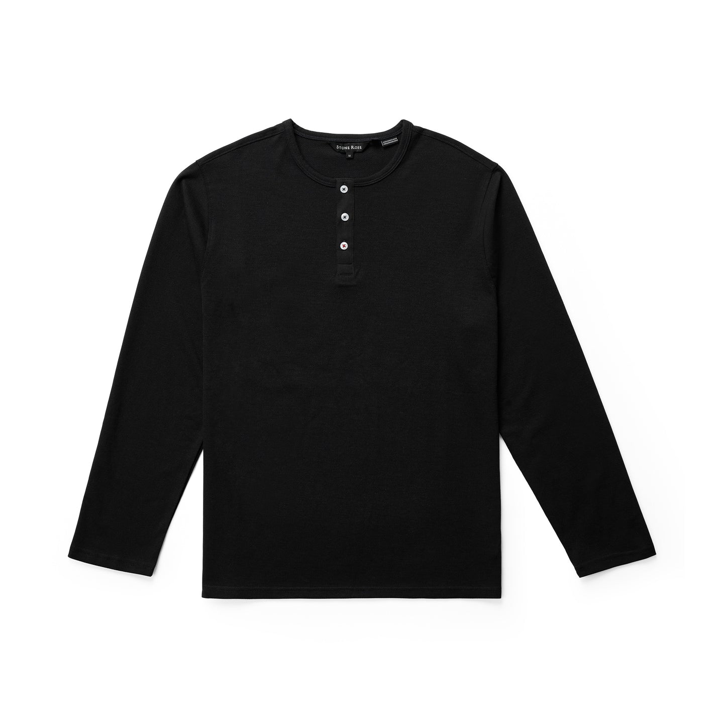TRAILBLAZER - Black Solid 3 Buttons Henley