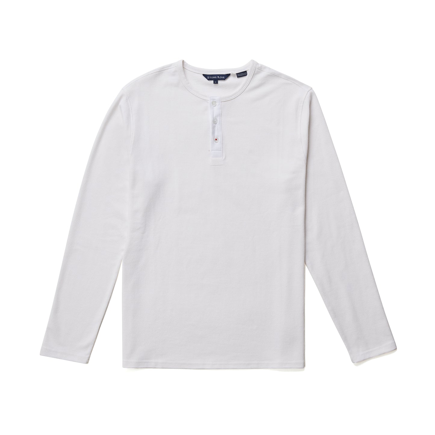 TRAILBLAZER - White Solid 3 Buttons Henley