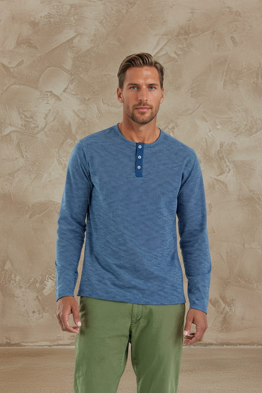 TRAILBLAZER - Denim Blue Solid Henley