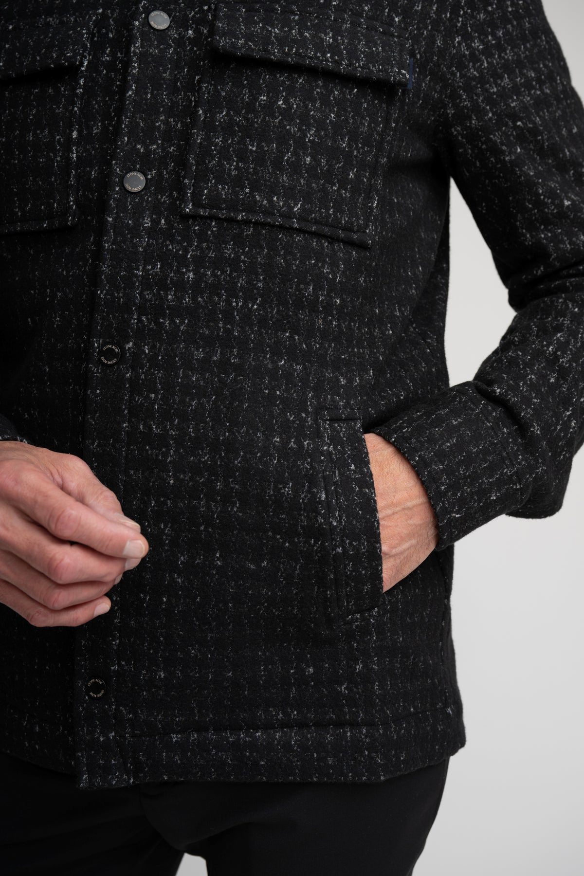 HUNTER - Black Knit Houndstooth Jacket