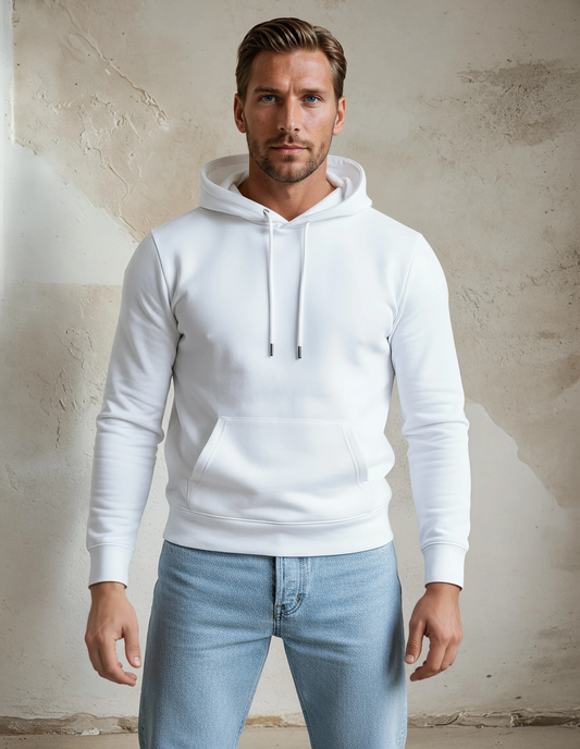 White T-Series Fleece Knit Hoodie