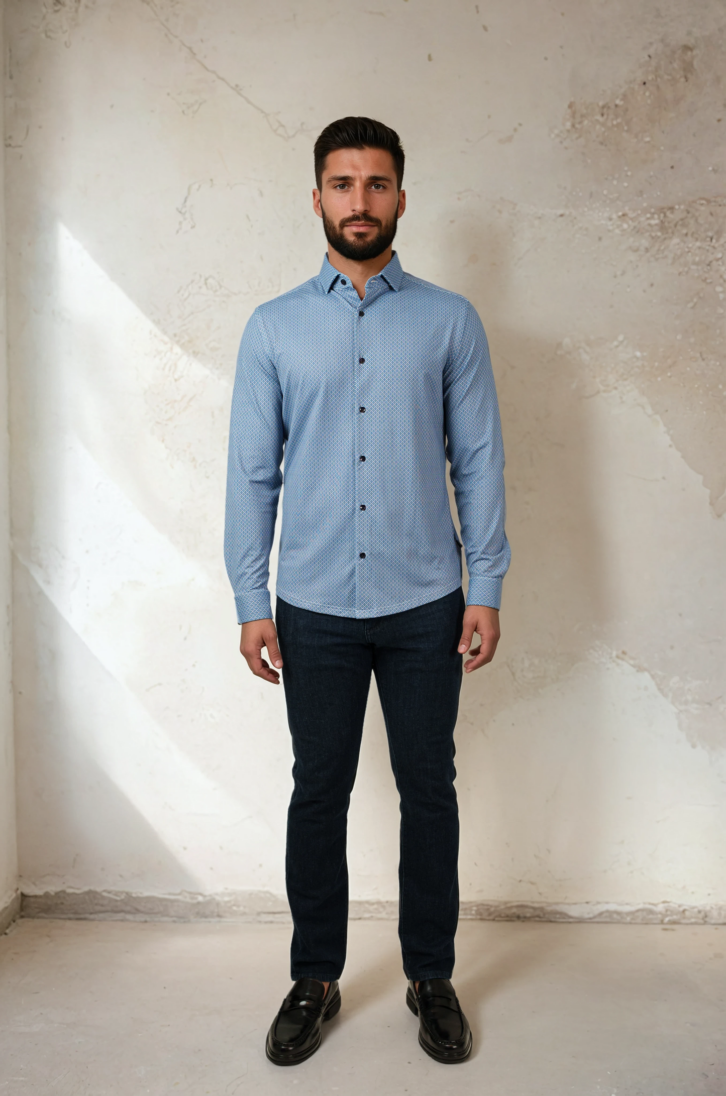 APEX - Dark Navy Interlinked Motif Shirt