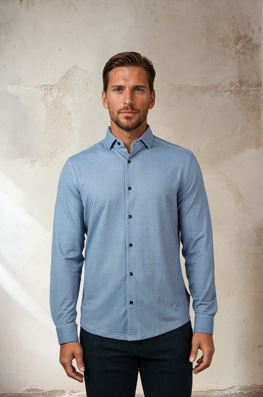 APEX - Dark Navy Interlinked Motif Shirt