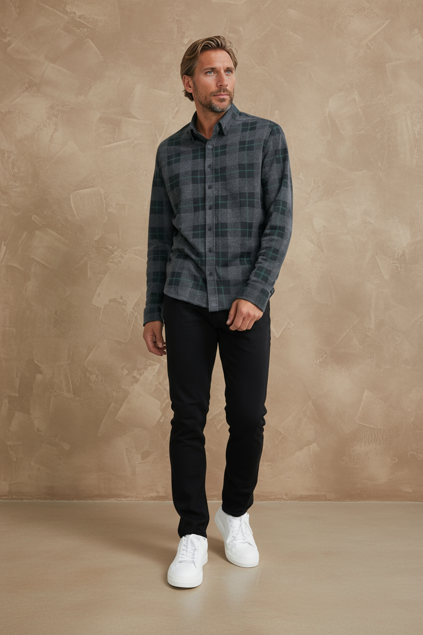 Charcoal Dip Dyed Jacquard Knit Shirt