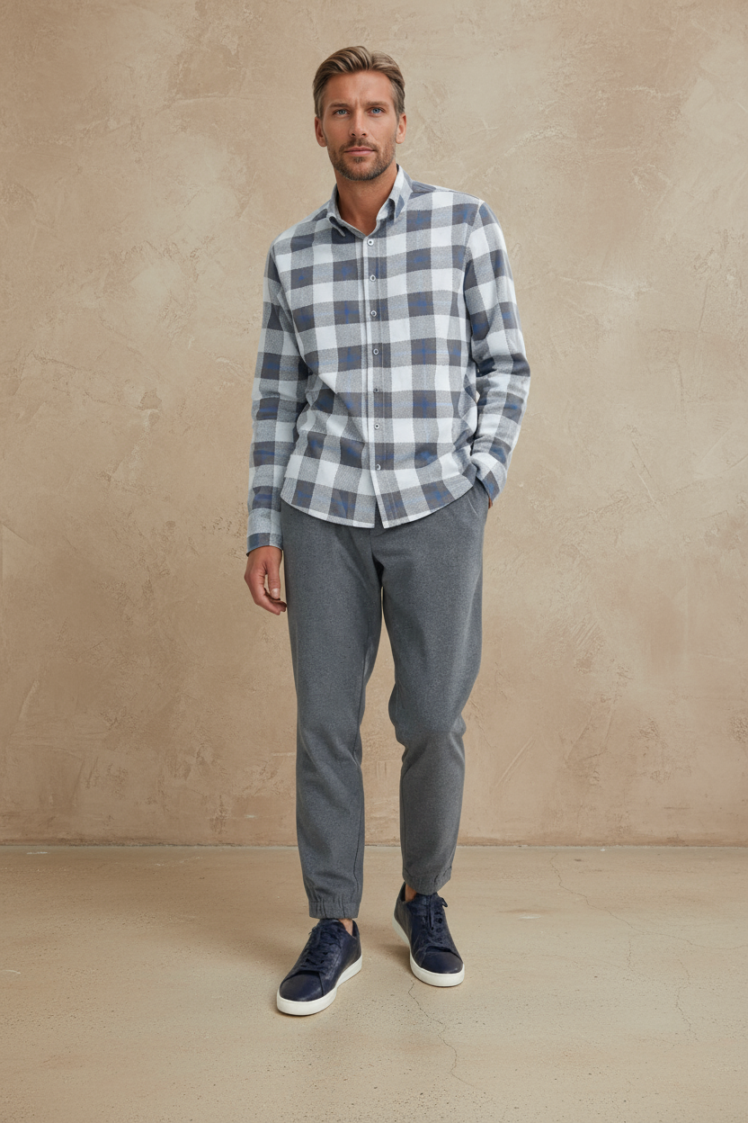 Grey Dip Dyed Jacquard Knit Shirt