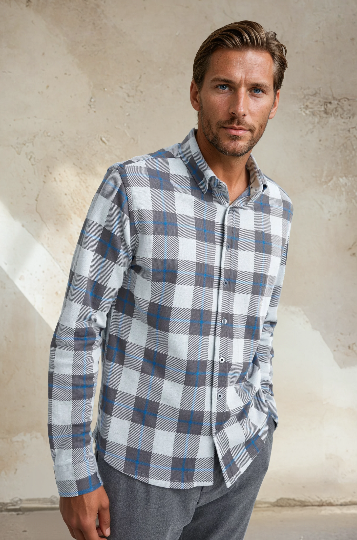 Grey Dip Dyed Jacquard Knit Shirt