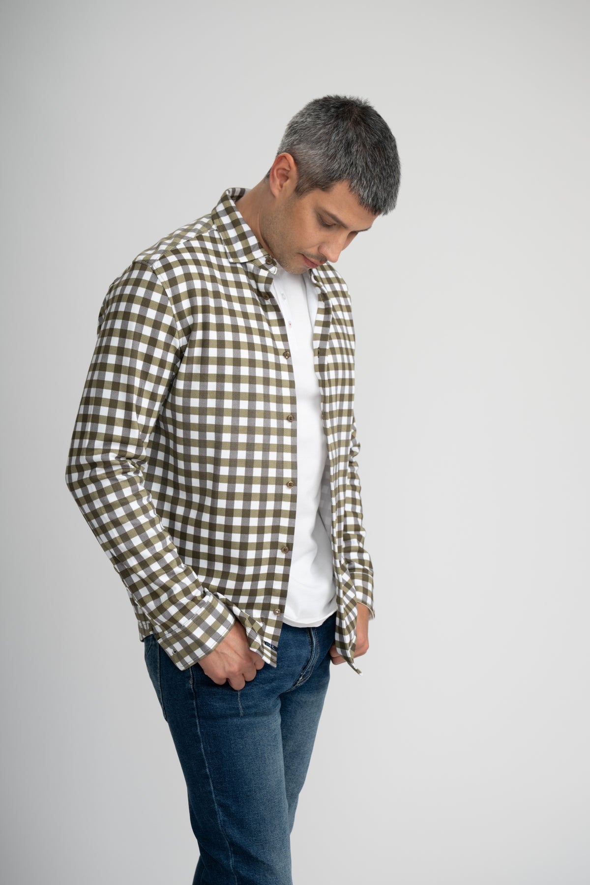 AERIS - Olive Check Peached Fleece Shirt