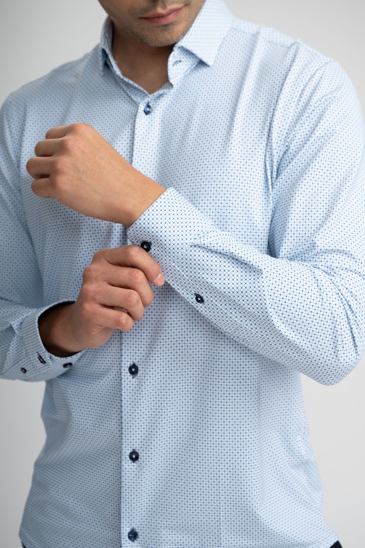 APEX - White Geometric Micro Print Shirt