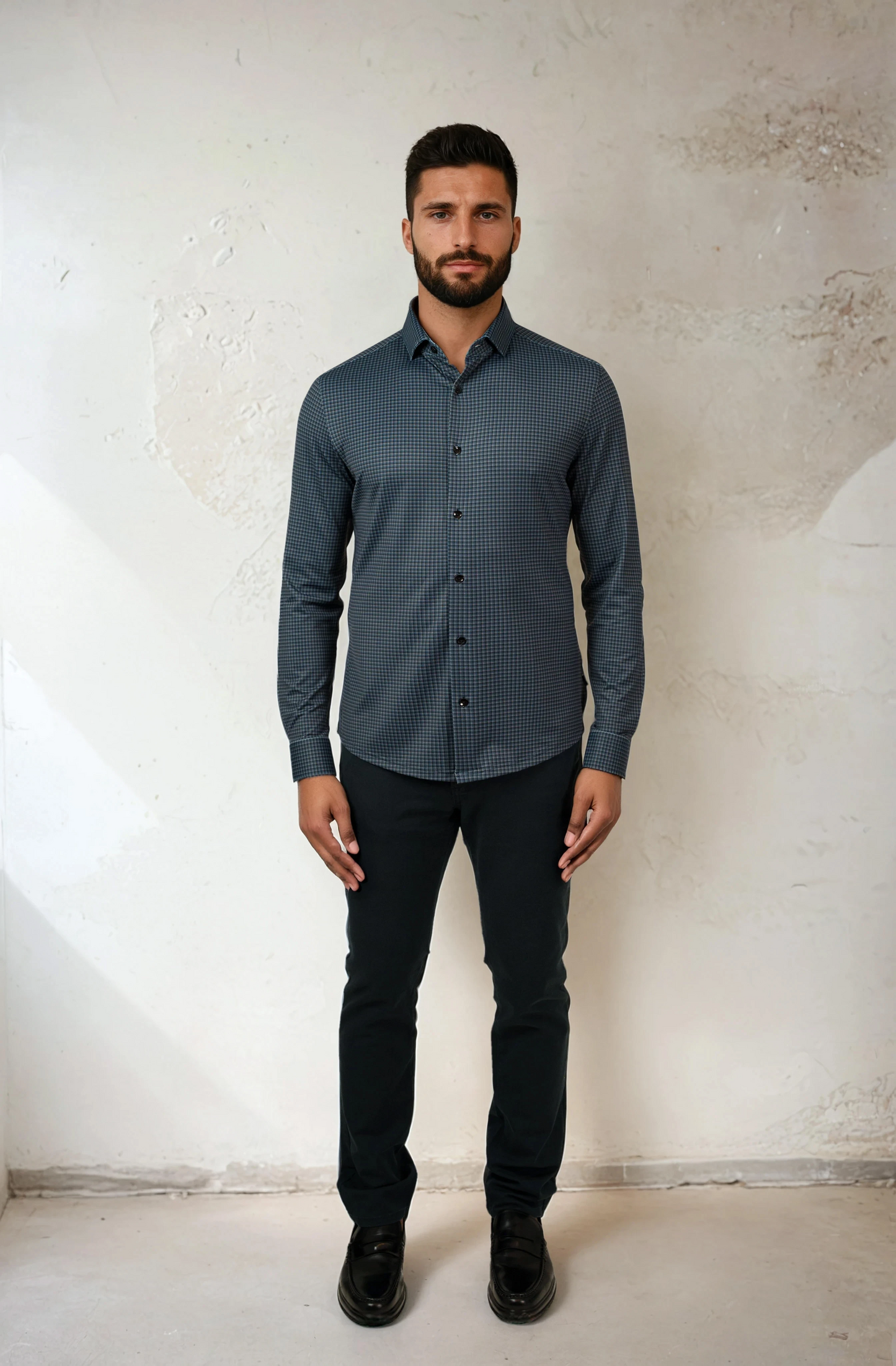 APEX - Dark Grey Micro Houndstooth Shirt