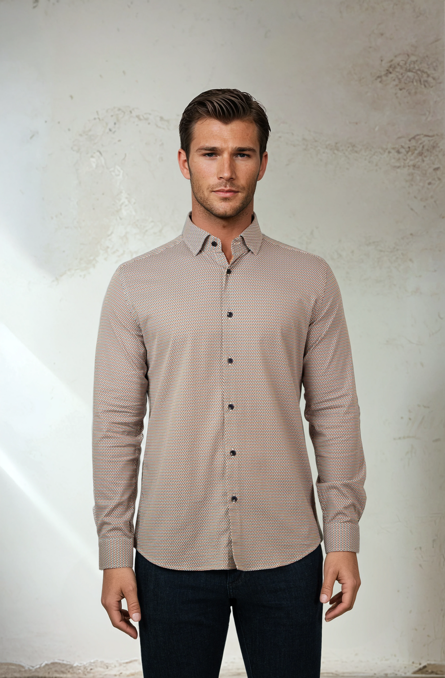 NOVA - Medium Orange Micro Weave Shirt