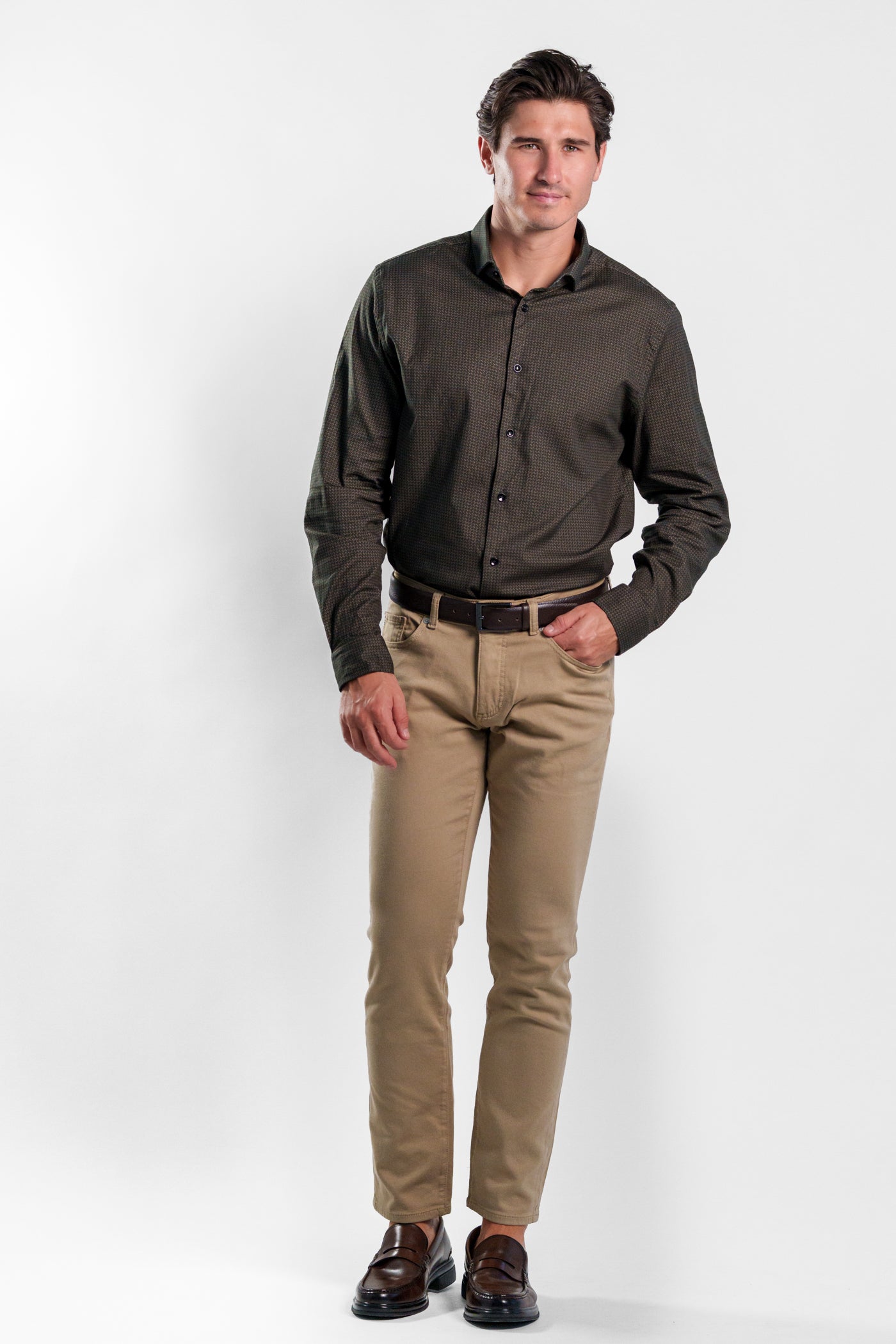 NOVA - Dark Green Rings Long Sleeve Shirt