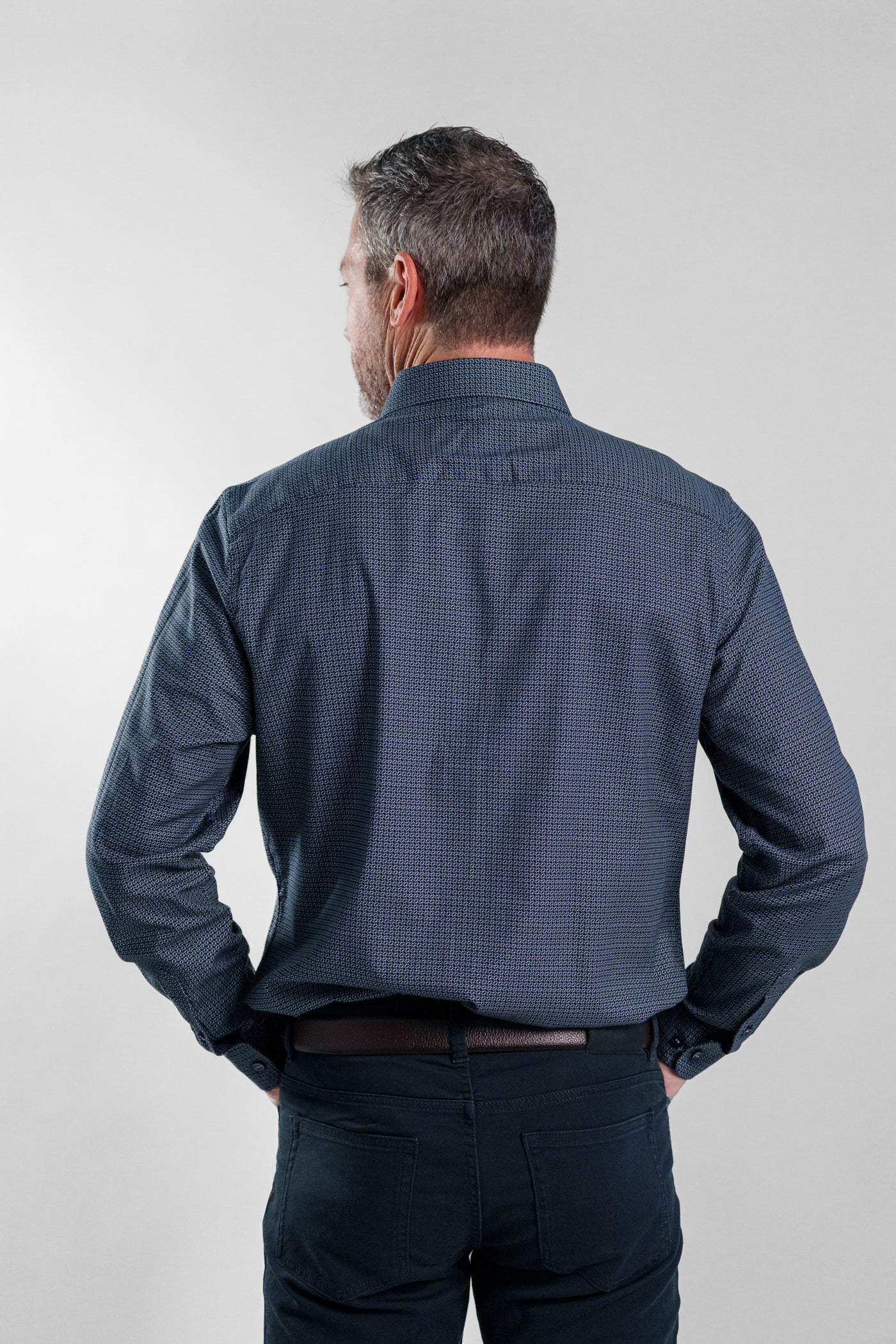 NOVA - Dark Blue Geo Long Sleeve Shirt