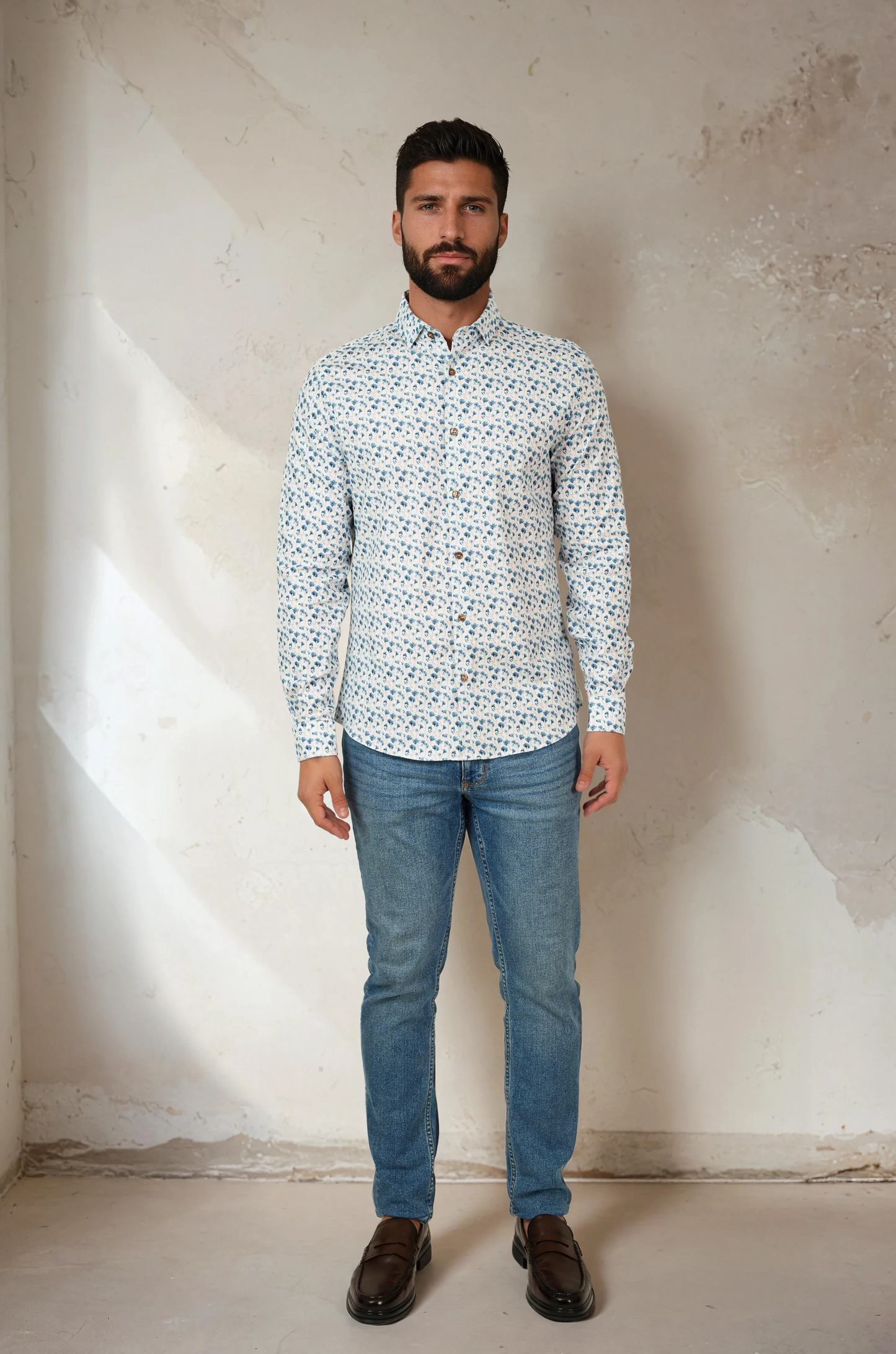 NOVA - White Snowbrush Printed Shirt