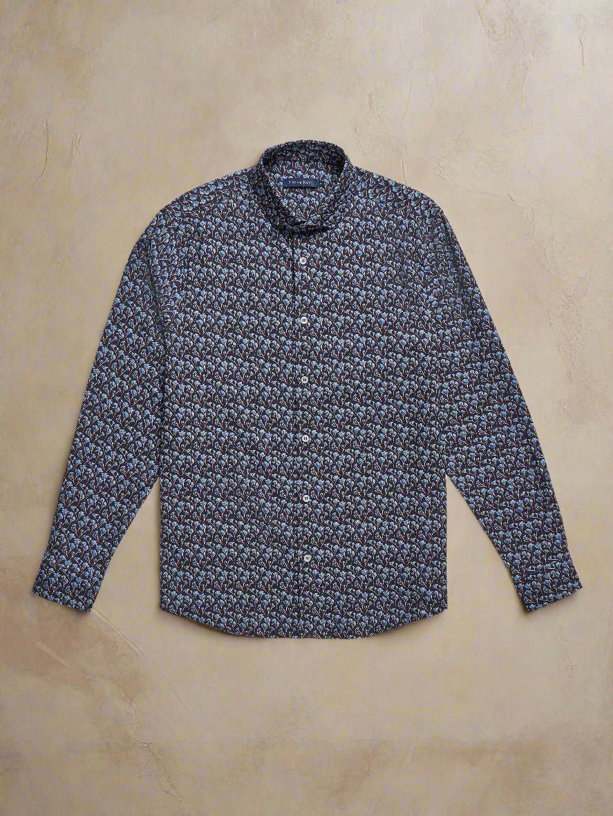NOVA - Dark Navy Snowbrush Printed Shirt