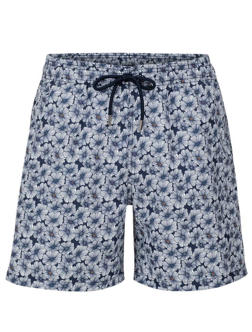 Navy Floral Stretch Swim Shorts