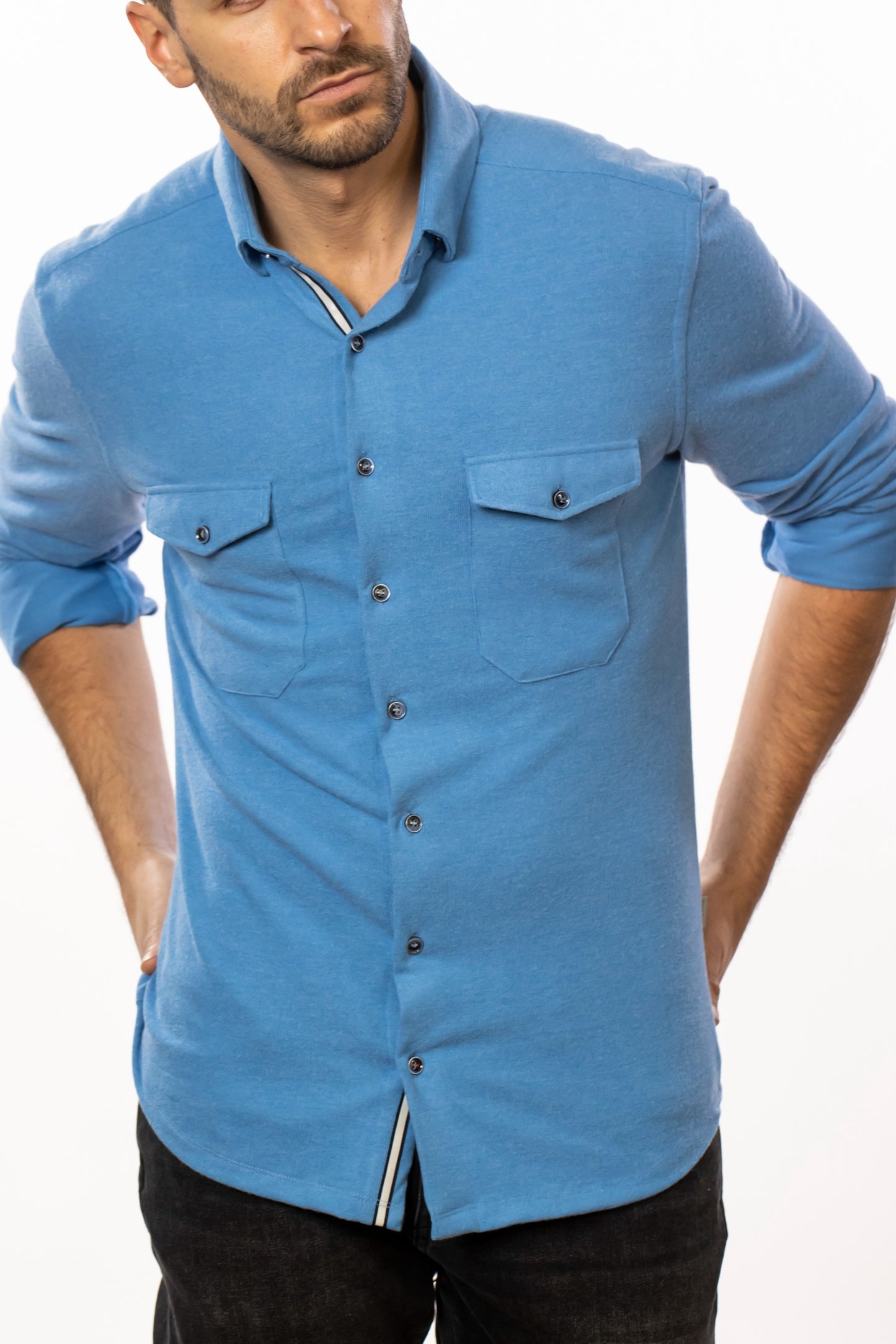 Blue T-Series Solid Fleece Shirt