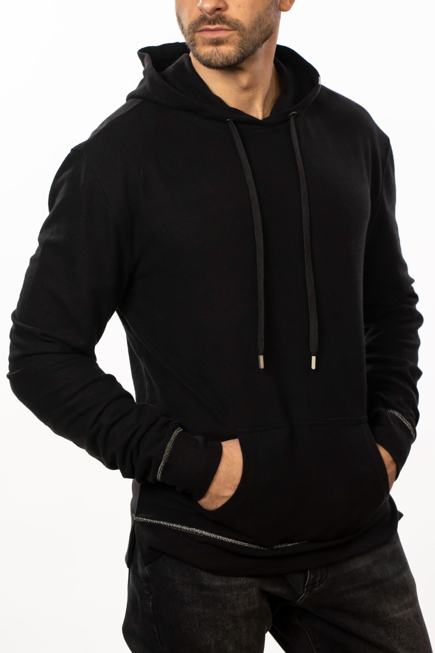 Black T-Series Fleece Knit Hoodie