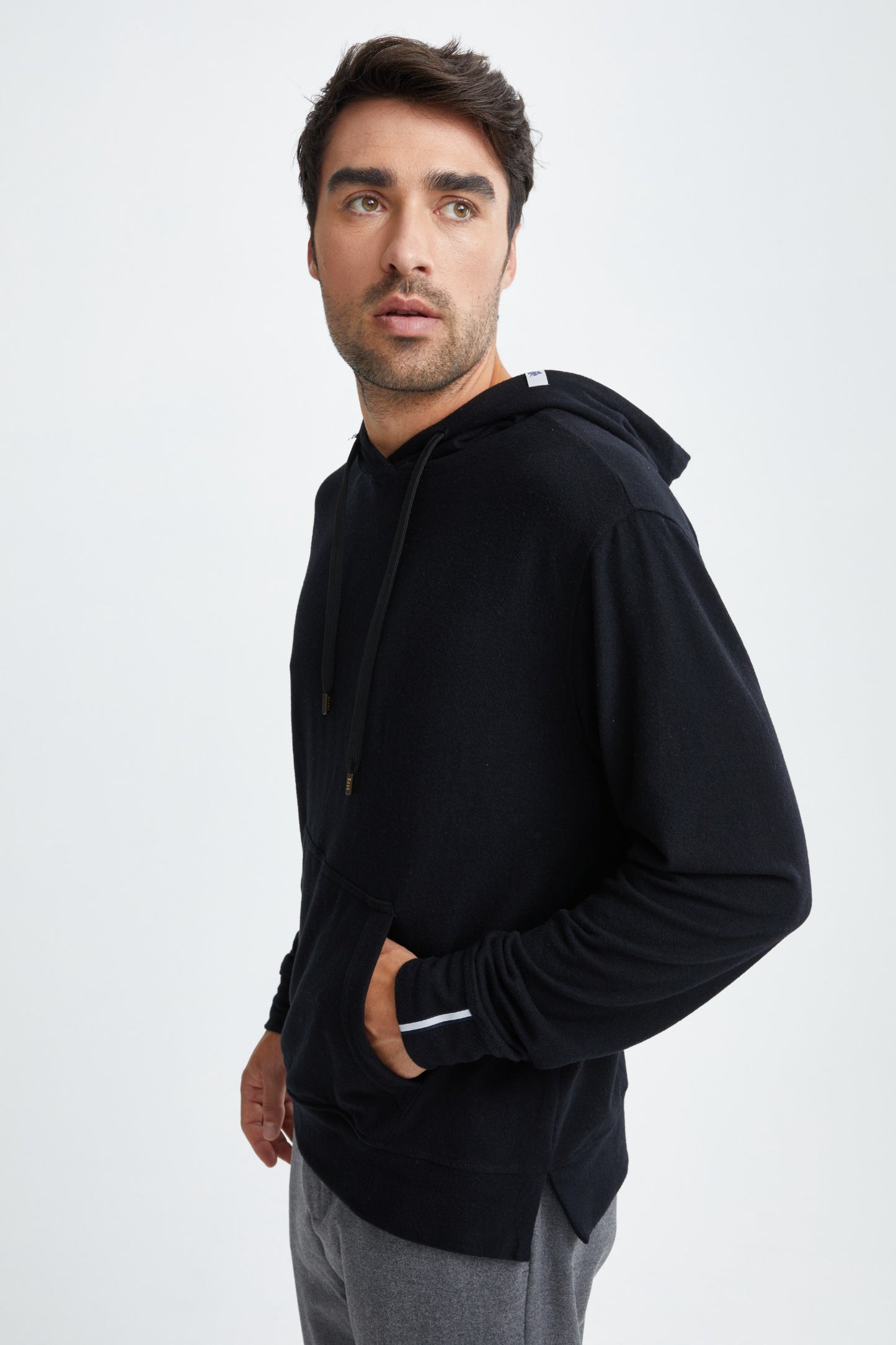 Black T-Series Fleece Knit Hoodie