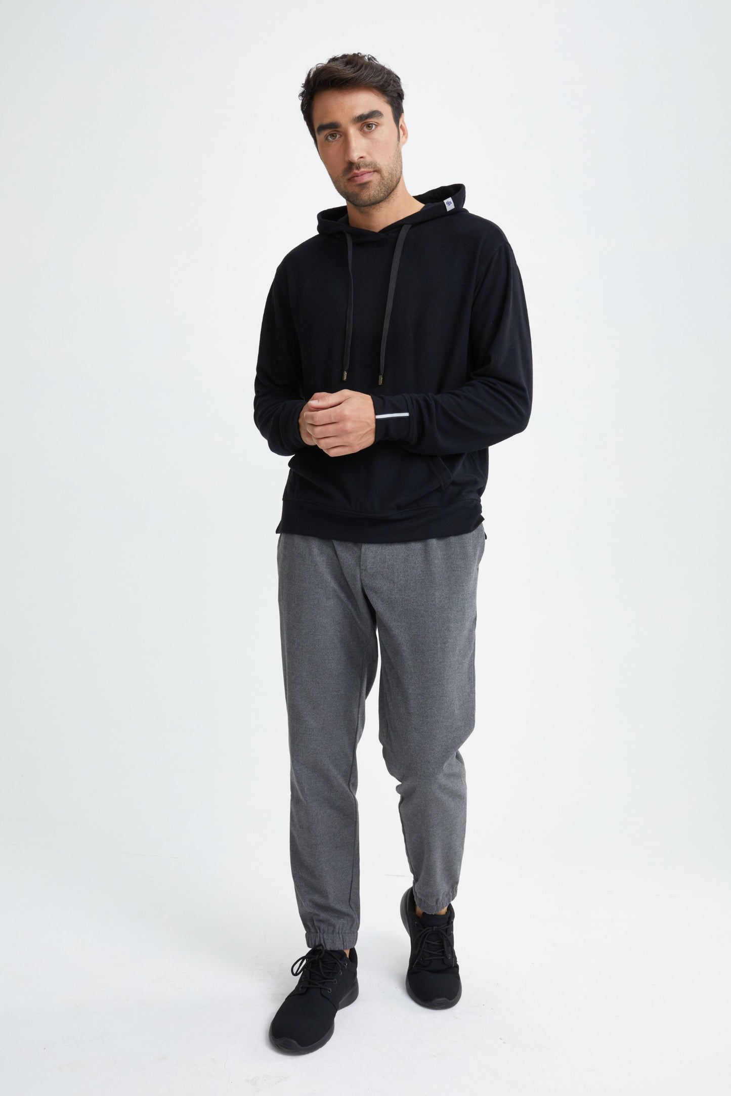 Black T-Series Fleece Knit Hoodie