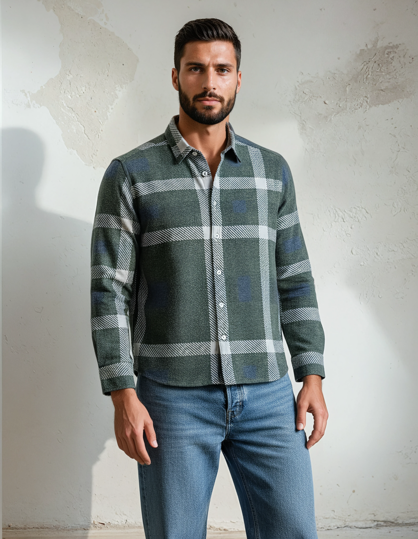 Charcoal Jumbo Plaid Jersey Shirt