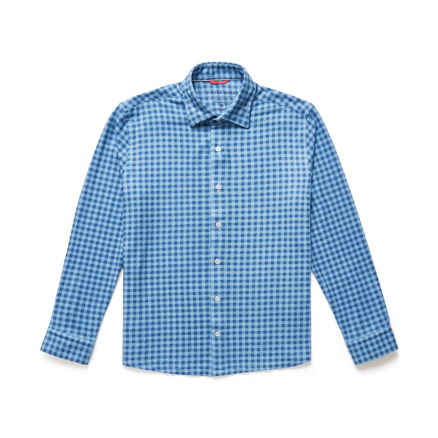 Blue Gingham Brushed Jersey Shirt