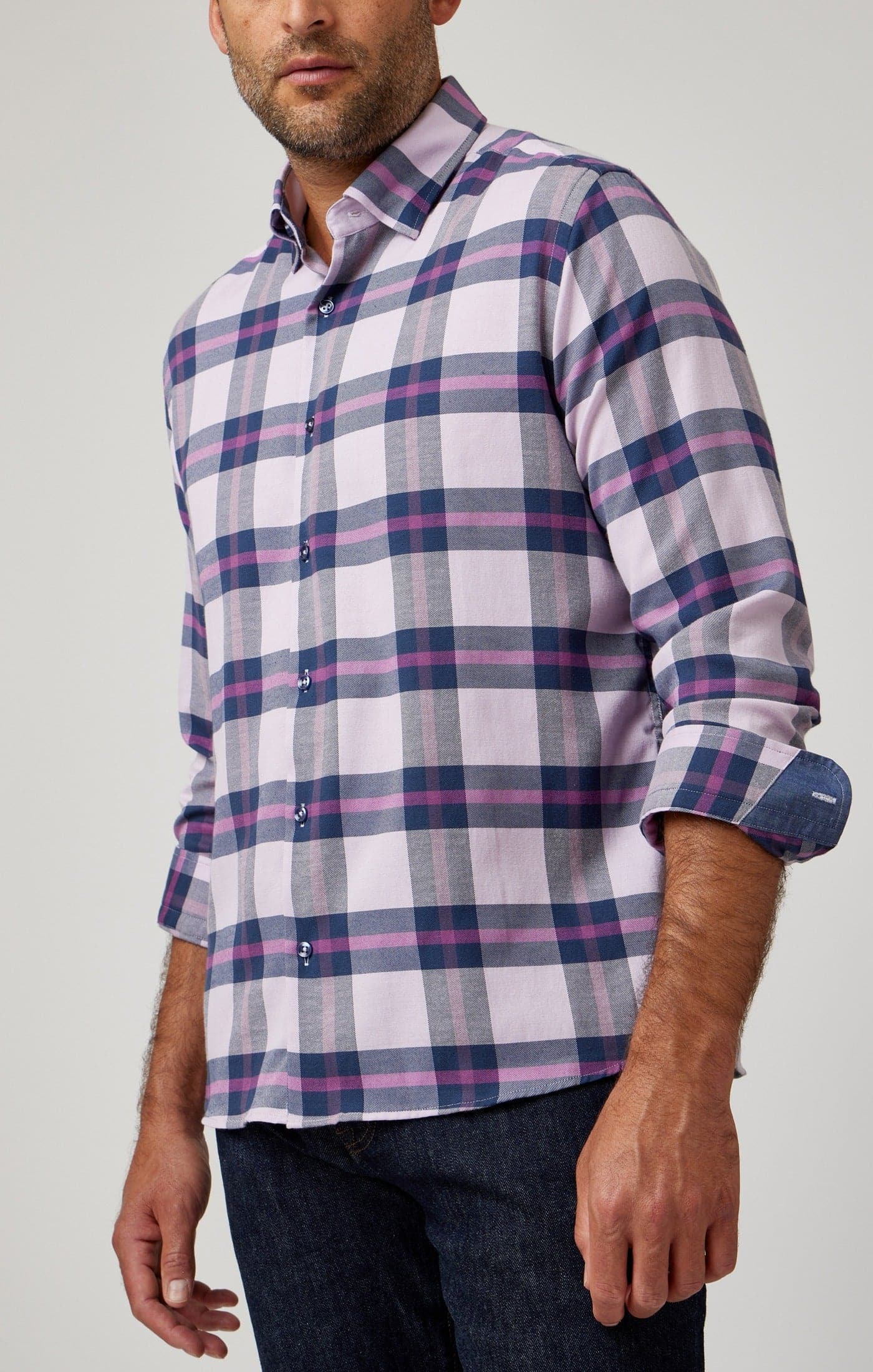 Lavender Tartan Plaid Drytouch Shirt