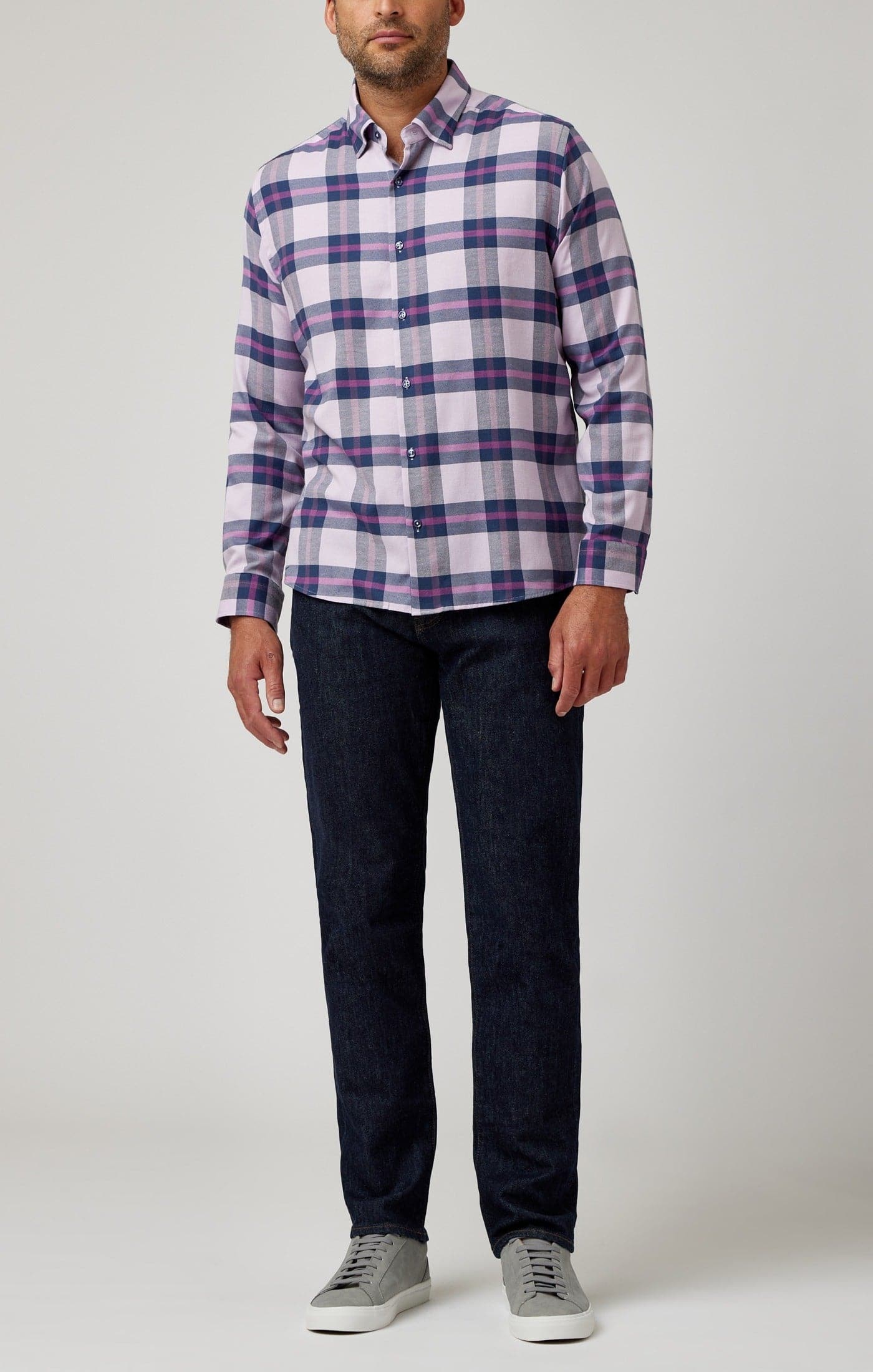 Lavender Tartan Plaid Drytouch Shirt