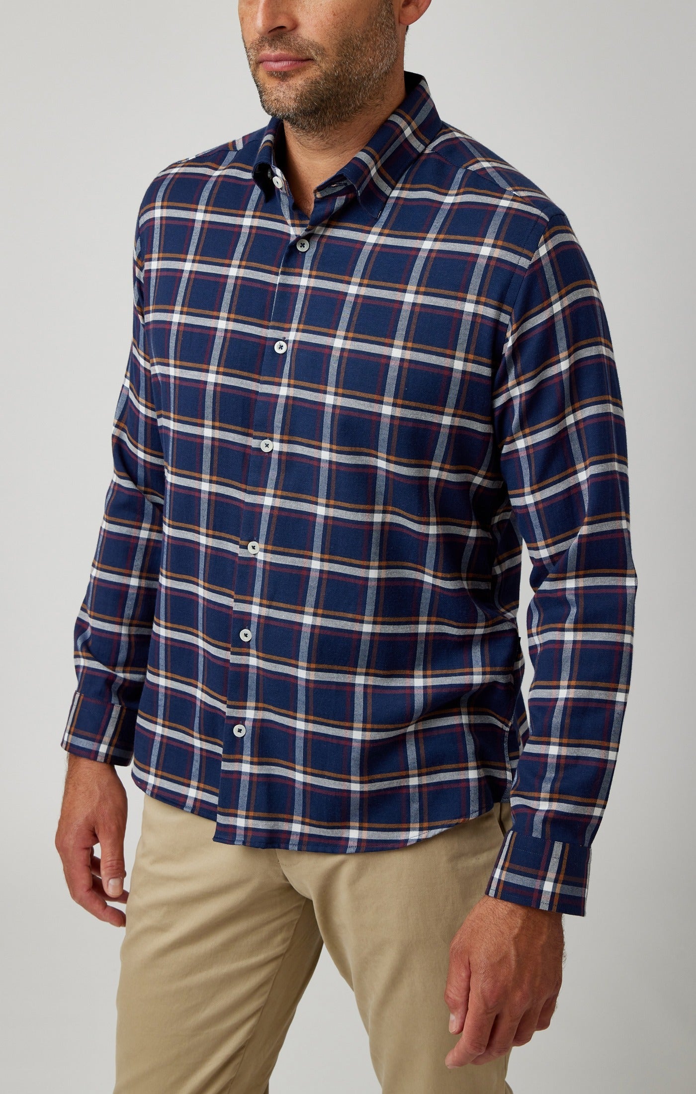 Navy Tricolor Plaid Drytouch Shirt
