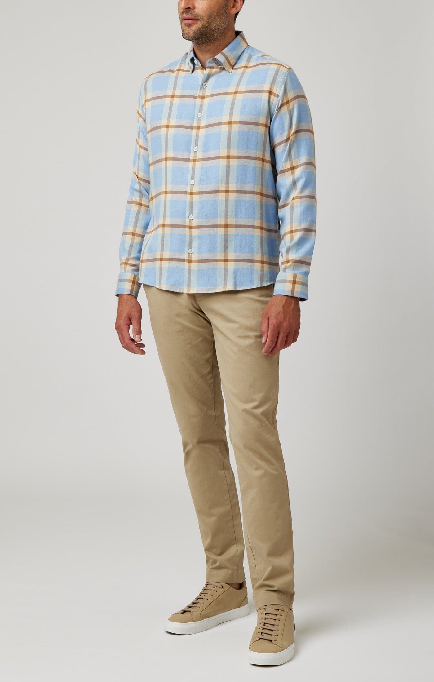 Light Blue Tartan Plaid Drytouch Shirt