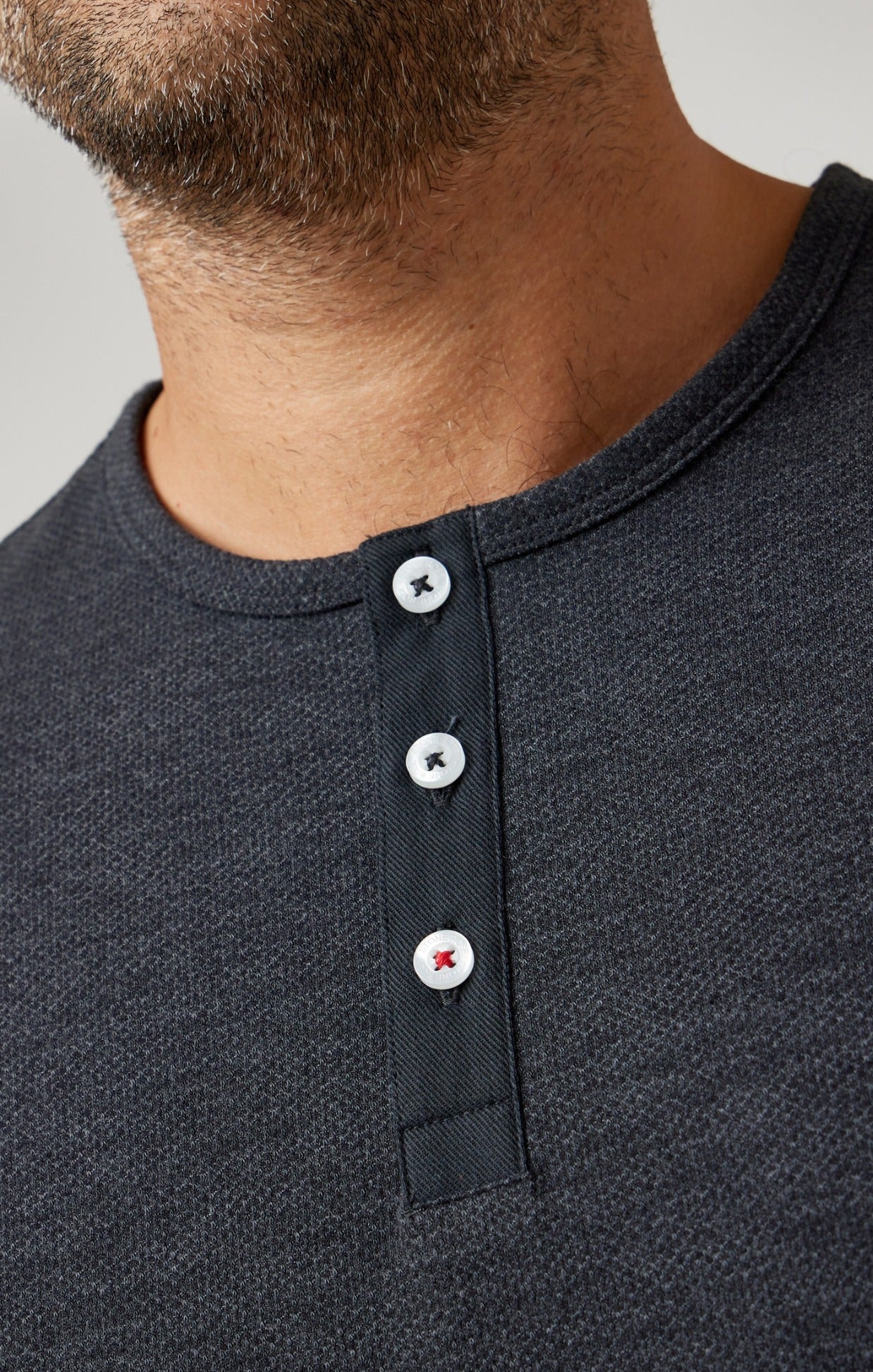Charcoal Solid 3 Buttons Henley